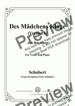 page one of Schubert-Des Mädchens Klage(Version I),in b flat minor,D.6,for Voice and Piano