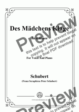 page one of Schubert-Des Mädchens Klage,in d minor,Op.8,No.3,for Voice and Piano