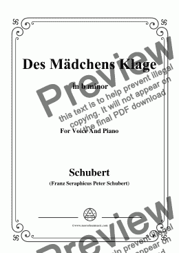 page one of Schubert-Des Mädchens Klage,in b minor,Op.8,No.3,for Voice and Piano