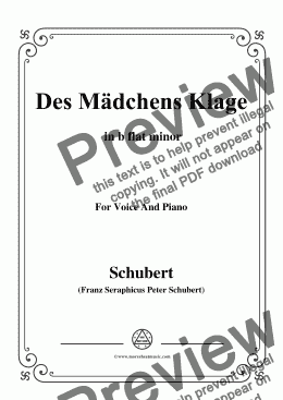 page one of Schubert-Des Mädchens Klage,in b flat minor,Op.8,No.3,for Voice and Piano