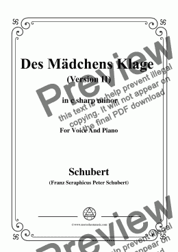 page one of Schubert-Des Mädchens Klage (Version II),in c sharp minor,D.191,for Voice and Piano