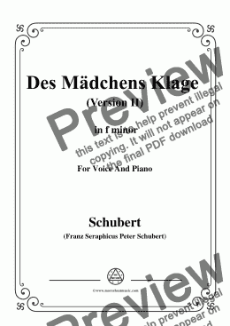 page one of Schubert-Des Mädchens Klage (Version II),in f minor,D.191,for Voice and Piano