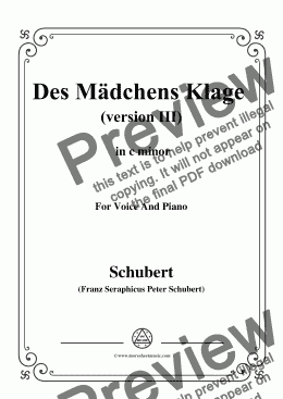 page one of Schubert-Des Mädchens Klage (Version III),in c minor,D.389,for Voice and Piano