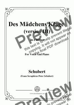 page one of Schubert-Des Mädchens Klage (Version III),in e minor,D.389,for Voice and Piano