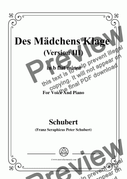 page one of Schubert-Des Mädchens Klage (Version III),in b flat minor,D.389,for Voice and Piano