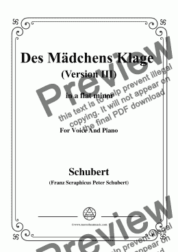 page one of Schubert-Des Mädchens Klage (Version III),in a flat minor,D.389,for Voice and Piano