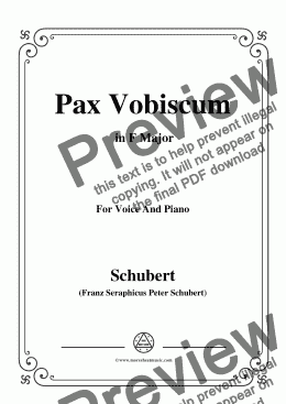 page one of Schubert-Pax Vobiscum,in F Major,for Voice and Piano