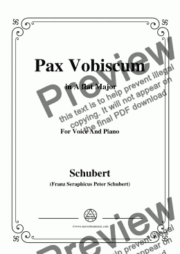 page one of Schubert-Pax Vobiscum,in A flat Major,for Voice and Piano