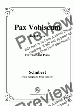 page one of Schubert-Pax Vobiscum,in E Major,for Voice and Piano