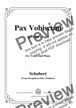 page one of Schubert-Pax Vobiscum,in D flat Major,for Voice and Piano