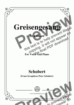 page one of Schubert-Greisengesang,in a minor,Op.60,No.1,for Voice and Piano 