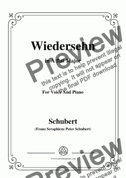 page one of Schubert-Wiedersehn,in A flat Major,for Voice and Piano