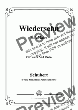 page one of Schubert-Wiedersehn,in A Major,for Voice and Piano