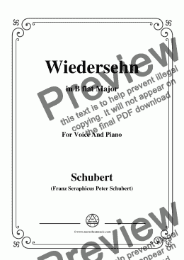 page one of Schubert-Wiedersehn,in B flat Major,for Voice and Piano