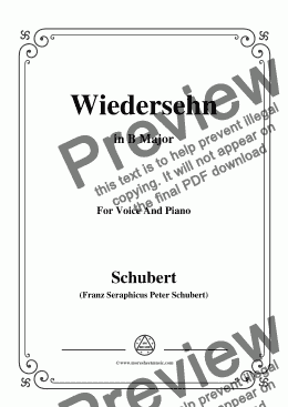 page one of Schubert-Wiedersehn,in B Major,for Voice and Piano