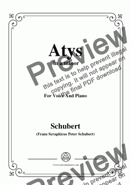 page one of Schubert-Atys,in a minor,for Voice and Piano