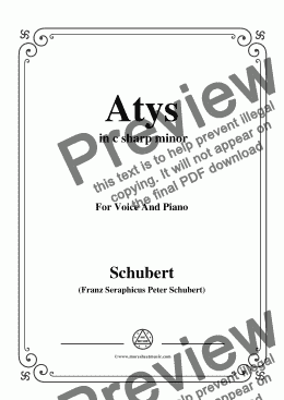 page one of Schubert-Atys,in c sharp minor,for Voice and Piano