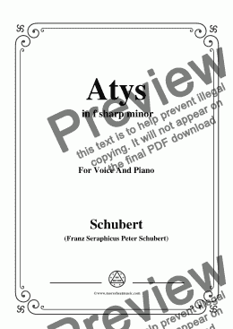 page one of Schubert-Atys,in f sharp minor,for Voice and Piano