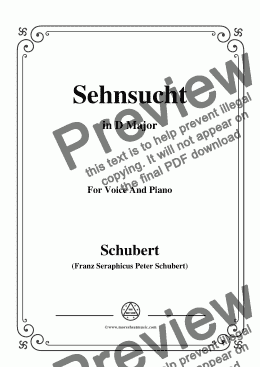 page one of Schubert-Sehnsucht,in D Major,Op.8,No.2,for Voice and Piano