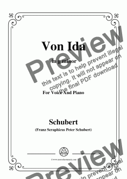 page one of Schubert-Von Ida,in g minor,for Voice and Piano