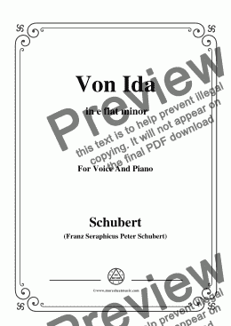 page one of Schubert-Von Ida,in e flat minor,for Voice and Piano