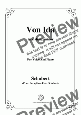 page one of Schubert-Von Ida,in c sharp minor,for Voice and Piano 