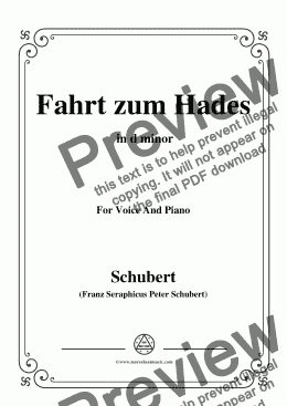 page one of Schubert-Fahrt zum Hades,in d minor,D.526,for Voice and Piano