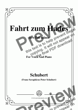 page one of Schubert-Fahrt zum Hades,in e flat minor,D.526,for Voice and Piano