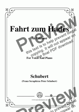 page one of Schubert-Fahrt zum Hades,in f minor,D.526,for Voice and Piano