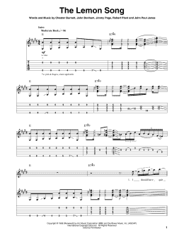 page one of The Lemon Song (Guitar Tab (Single Guitar))