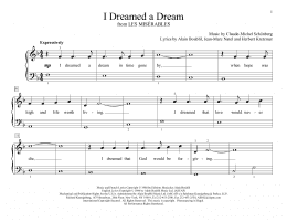 page one of I Dreamed A Dream (from Les Miserables) (arr. Christopher Hussey) (Educational Piano)
