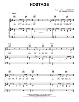 page one of hostage (Piano, Vocal & Guitar Chords (Right-Hand Melody))