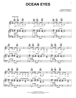 page one of ocean eyes (Piano, Vocal & Guitar Chords (Right-Hand Melody))