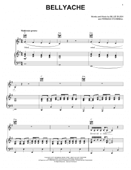 page one of bellyache (Piano, Vocal & Guitar Chords (Right-Hand Melody))