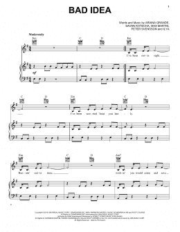 page one of Bad Idea (Piano, Vocal & Guitar Chords (Right-Hand Melody))