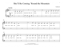 page one of She'll Be Coming 'Round The Mountain (arr. Christopher Hussey) (Educational Piano)