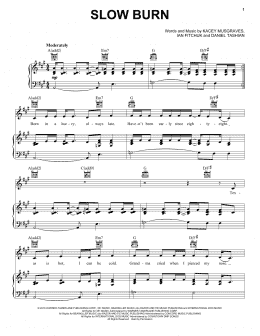 page one of Slow Burn (Piano, Vocal & Guitar Chords (Right-Hand Melody))