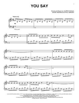 page one of You Say (Piano Solo)