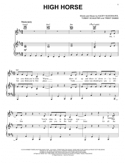 page one of High Horse (Piano, Vocal & Guitar Chords (Right-Hand Melody))