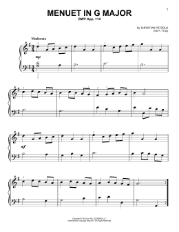 page one of Menuet In G Major, BWV App. 114 (Easy Piano)