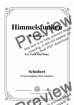 page one of Schubert-Himmelsfunken,in A Major,for Voice and Piano