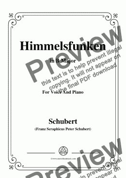 page one of Schubert-Himmelsfunken,in B Major,for Voice and Piano