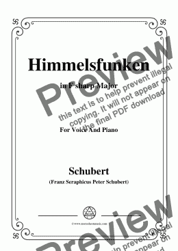 page one of Schubert-Himmelsfunken,in F sharp Major,for Voice and Piano