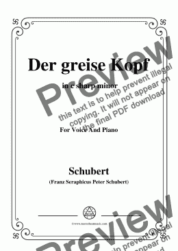 page one of Schubert-Der greise Kopf,in c sharp minor,Op.89,No.14,for Voice and Piano