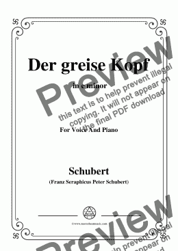 page one of Schubert-Der greise Kopf,in e minor,Op.89,No.14,for Voice and Piano