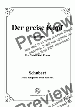 page one of Schubert-Der greise Kopf,in a minor,Op.89,No.14,for Voice and Piano 
