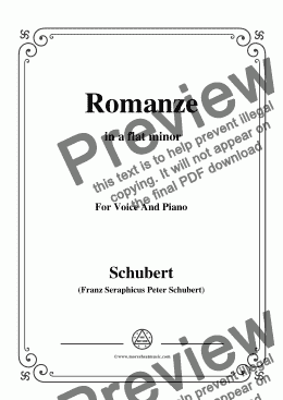 page one of Schubert-Romanze,in a flat minor,Op.26,for Voice and Piano