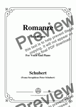 page one of Schubert-Romanze,in e minor,Op.26,for Voice and Piano