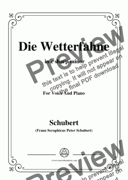 page one of Schubert-Die Wetterfahne,in c sharp minor,Op.89,No.2,for Voice and Piano