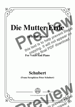 page one of Schubert-Die Mutter Erde,in b flat minor,for Voice and Piano
